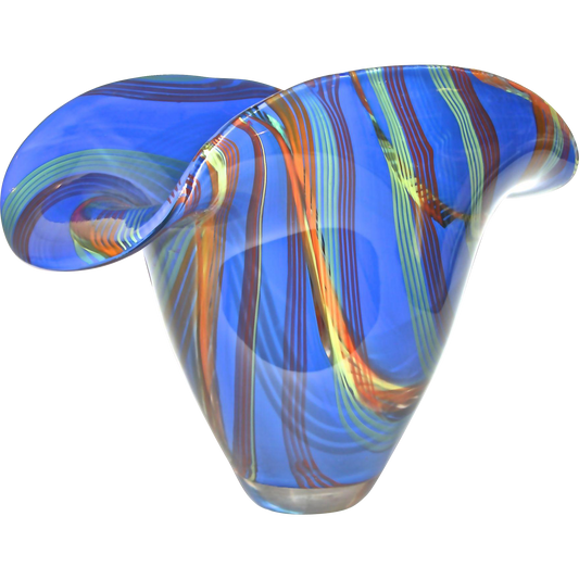 Davide Dona Blown Murano Glass Vase in Blue with Colored Murrine - Cosulich Interiors & Antiques
