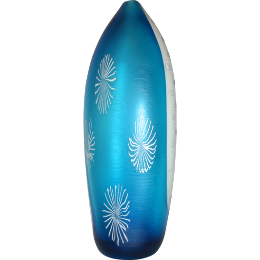 Davide Dona Aqua Blue and White Textured Murano Glass Grand Vase - Cosulich Interiors & Antiques