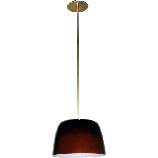 1970s Italian Minimalist Brass and Coffee Brown Murano Glass Pendant Light - Cosulich Interiors & Antiques