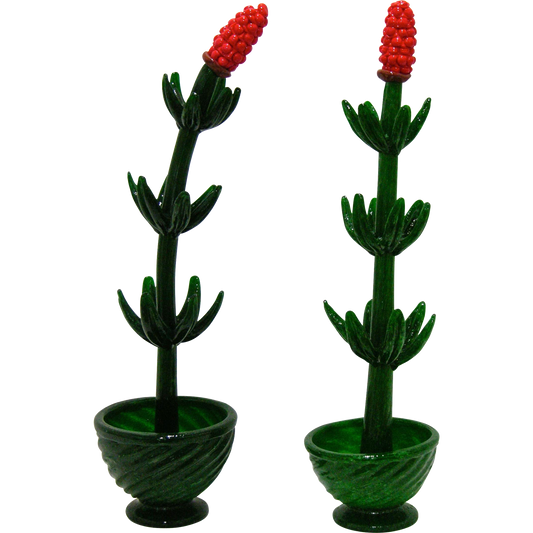 1980s Pair of Murano Glass Plants with Red Flower - Cosulich Interiors & Antiques