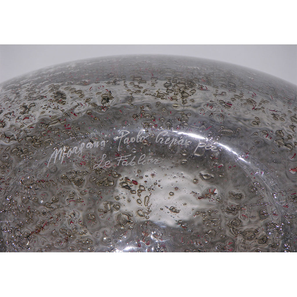 Paolo Crepax Murano Glass Vases with Green and Red Organic Filaments