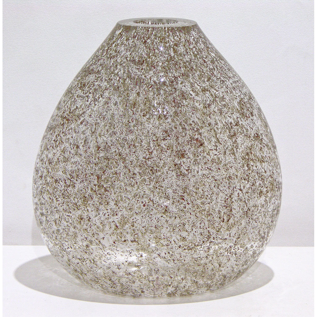 Paolo Crepax Murano Glass Vases with Green and Red Organic Filaments