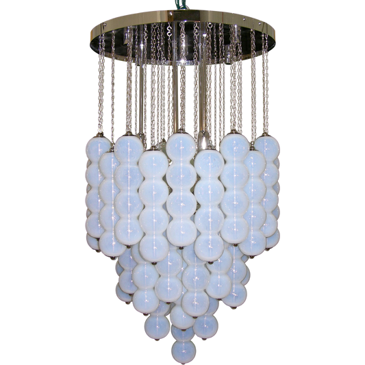 1980 Translucent White Murano Glass Pendant Chandelier - Cosulich Interiors & Antiques