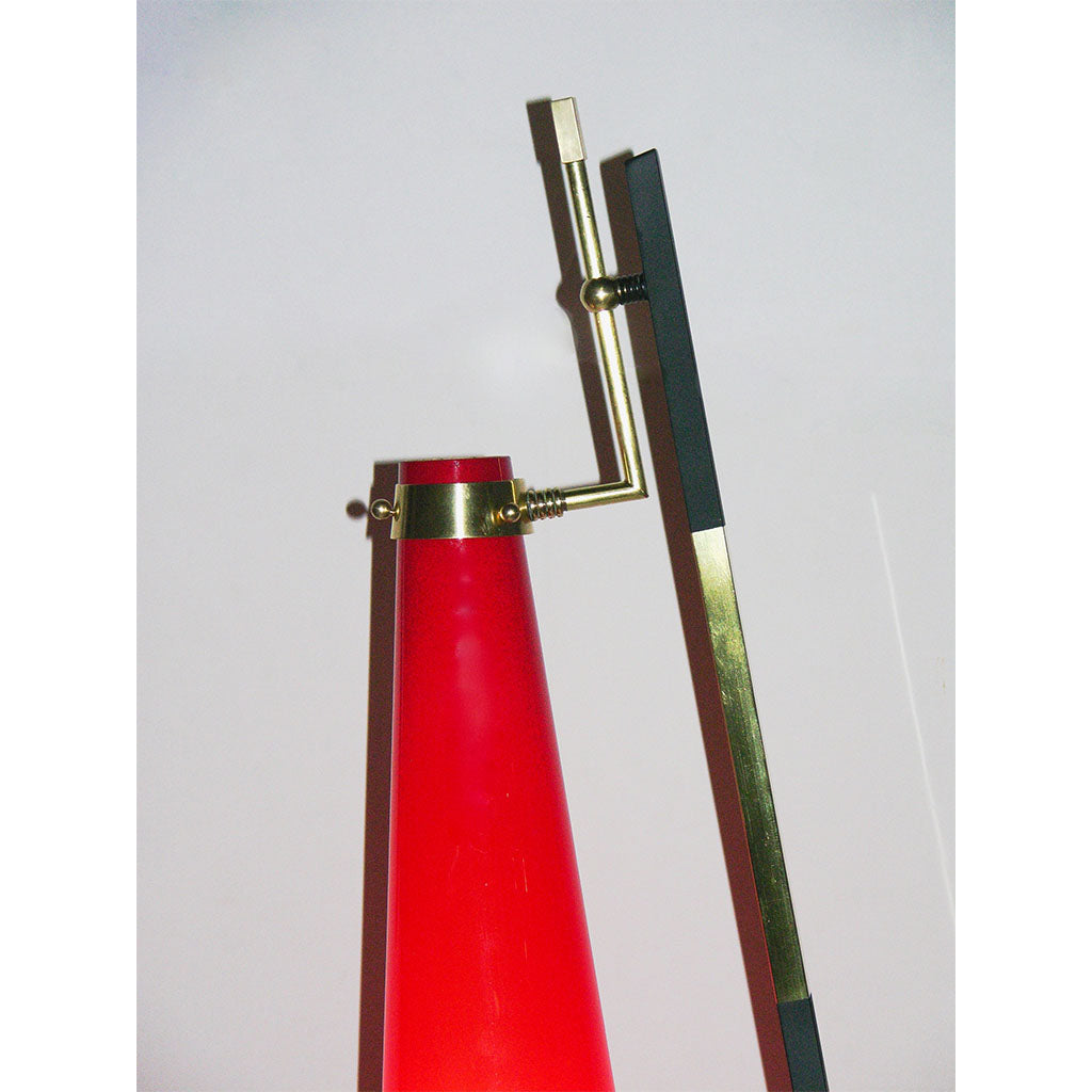 Stilnovo 1950s Vintage Italian Floor Lamp with Vistosi Red Murano Glass Shade