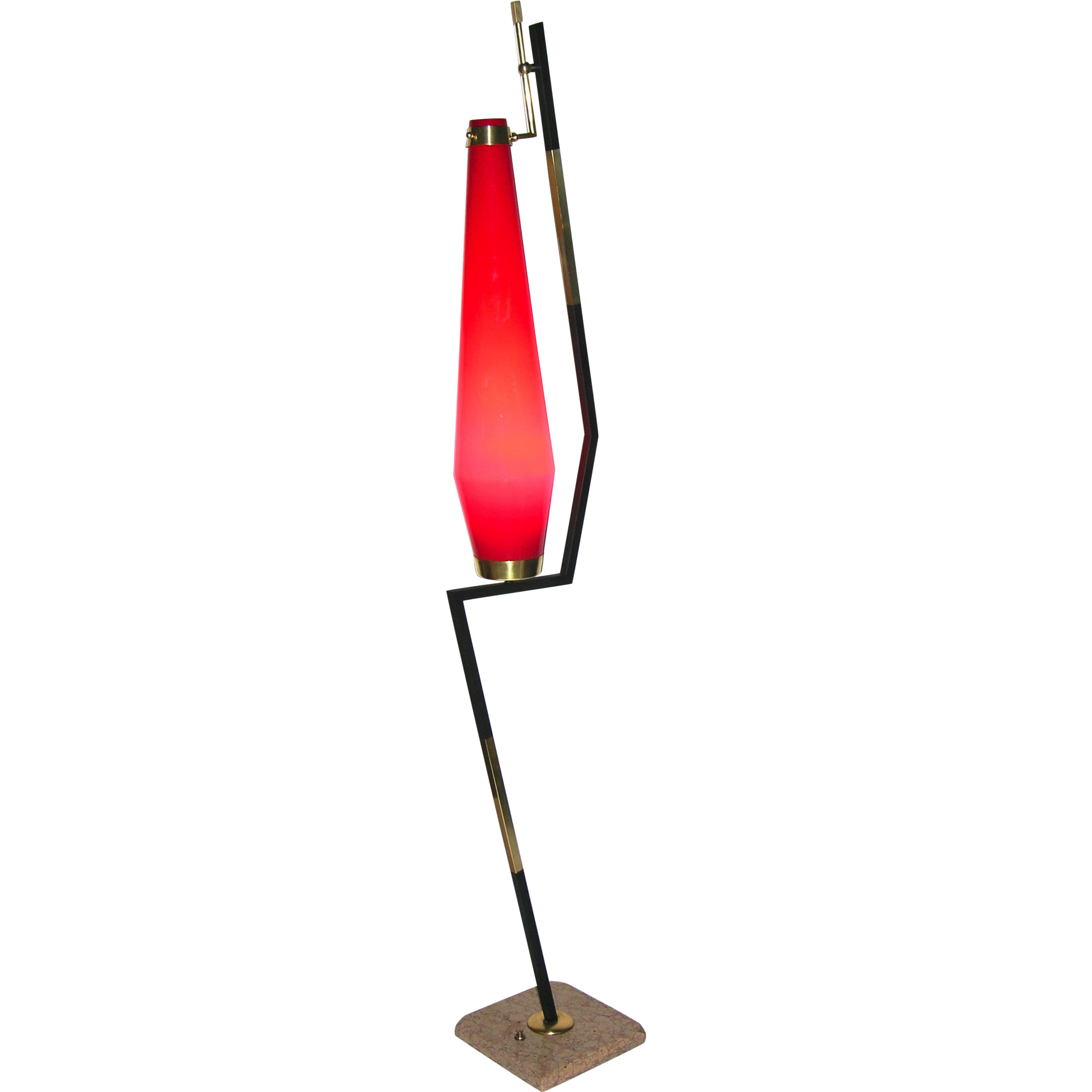 Stilnovo 1950s Vintage Italian Floor Lamp with Vistosi Red Murano Glass Shade - Cosulich Interiors & Antiques