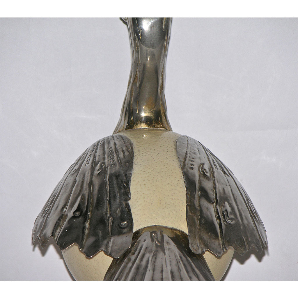 Antonio Pavia 1970s Italian Silver Plated Bird Sculpture with White Coral