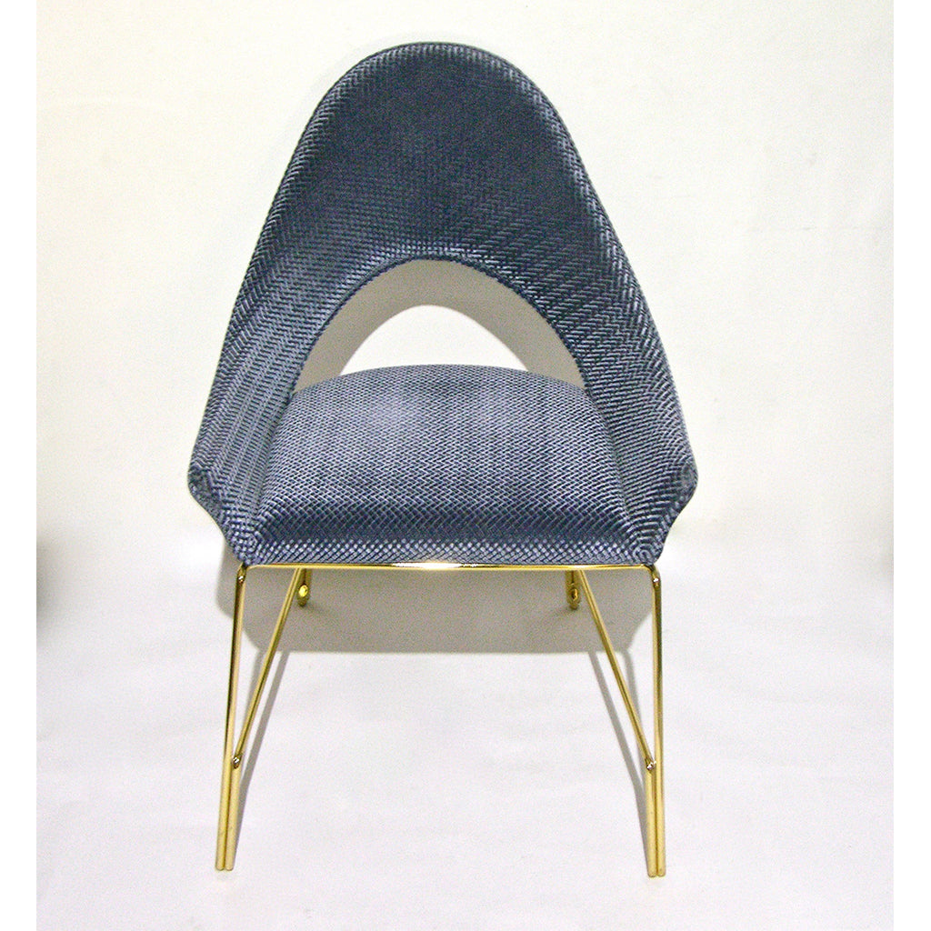 Smania Italian Modern Prototype Brass and Blue Velvet Living Room Armchair