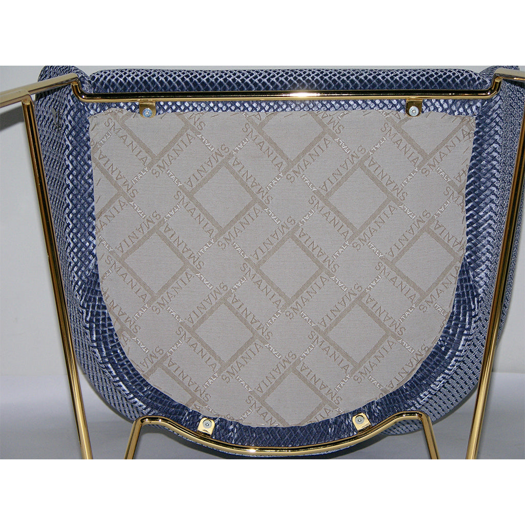 Smania Italian Modern Prototype Brass and Blue Velvet Living Room Armchair