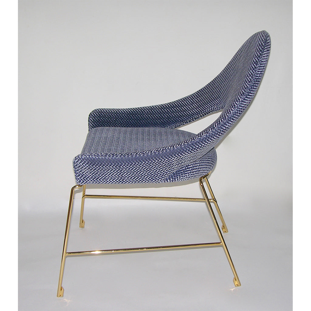 Smania Italian Modern Prototype Brass and Blue Velvet Living Room Armchair