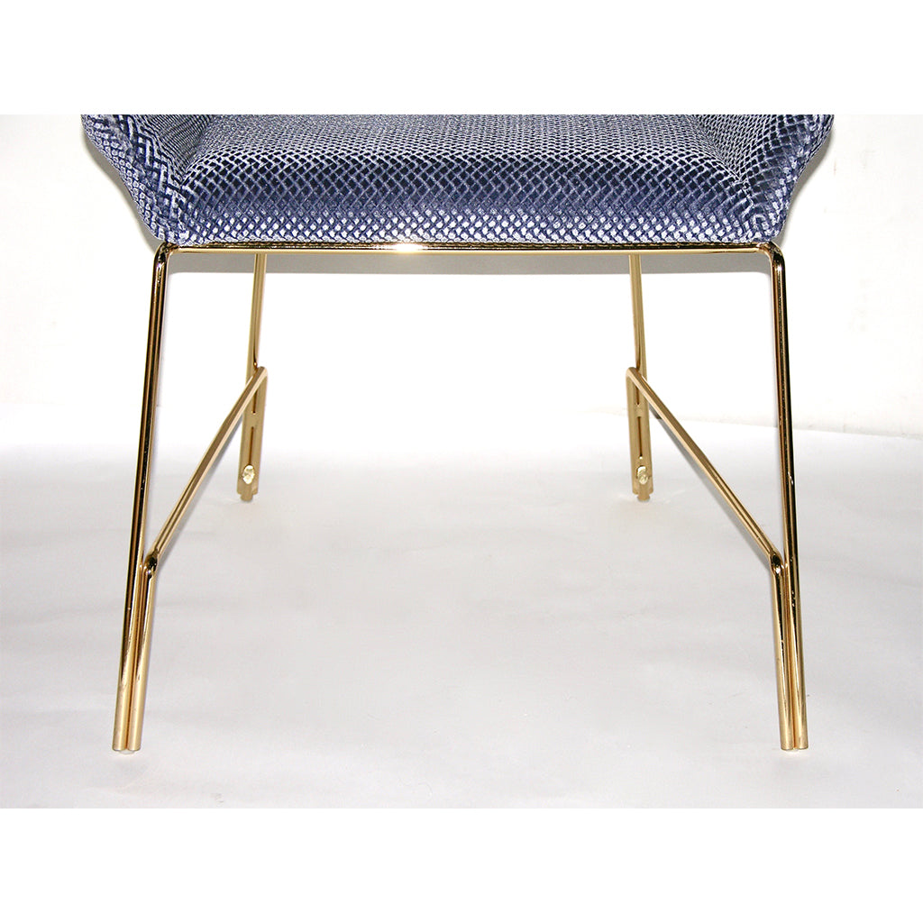 Smania Italian Modern Prototype Brass and Blue Velvet Living Room Armchair