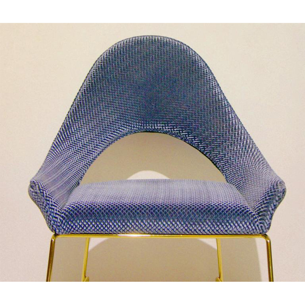 Smania Italian Modern Prototype Brass and Blue Velvet Living Room Armchair