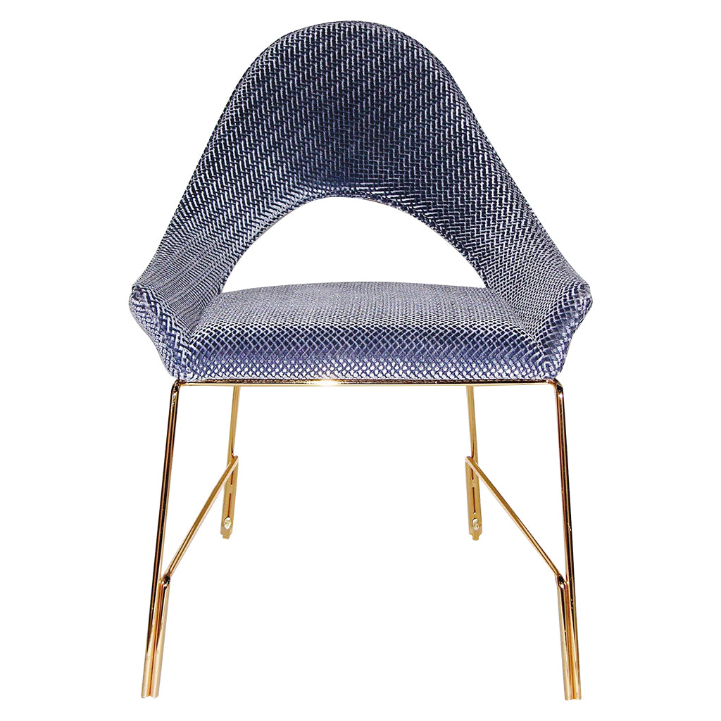 Smania Italian Modern Prototype Brass and Blue Velvet Living Room Armchair