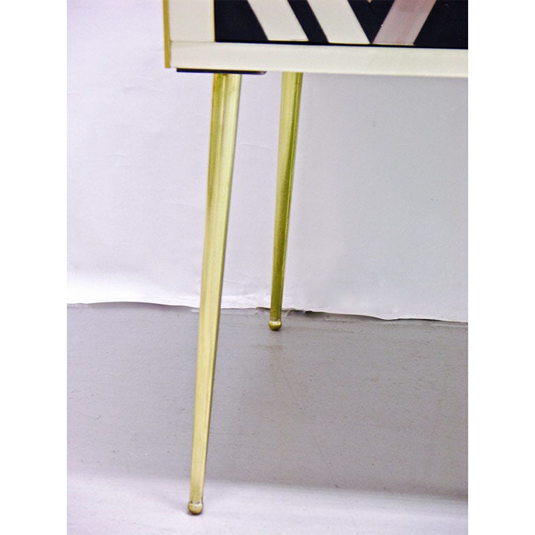 1990 Italian Graphic Pair of Geometric Black White Rose Gray Chests/ Side Tables - Cosulich Interiors & Antiques