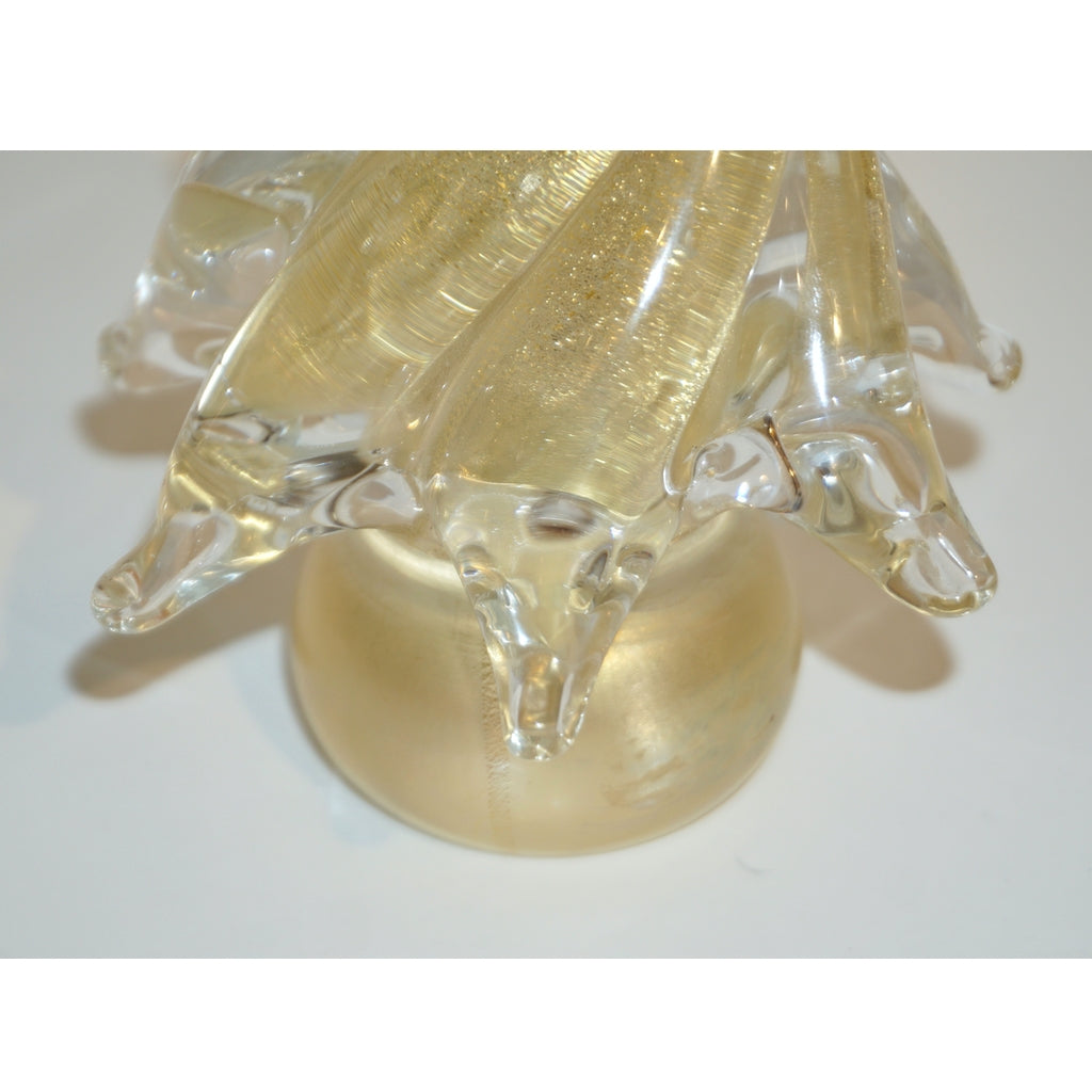 Cenedese 1980s Italian Modern 24K Gold Dust Twisted Murano Glass Tree Sculpture
