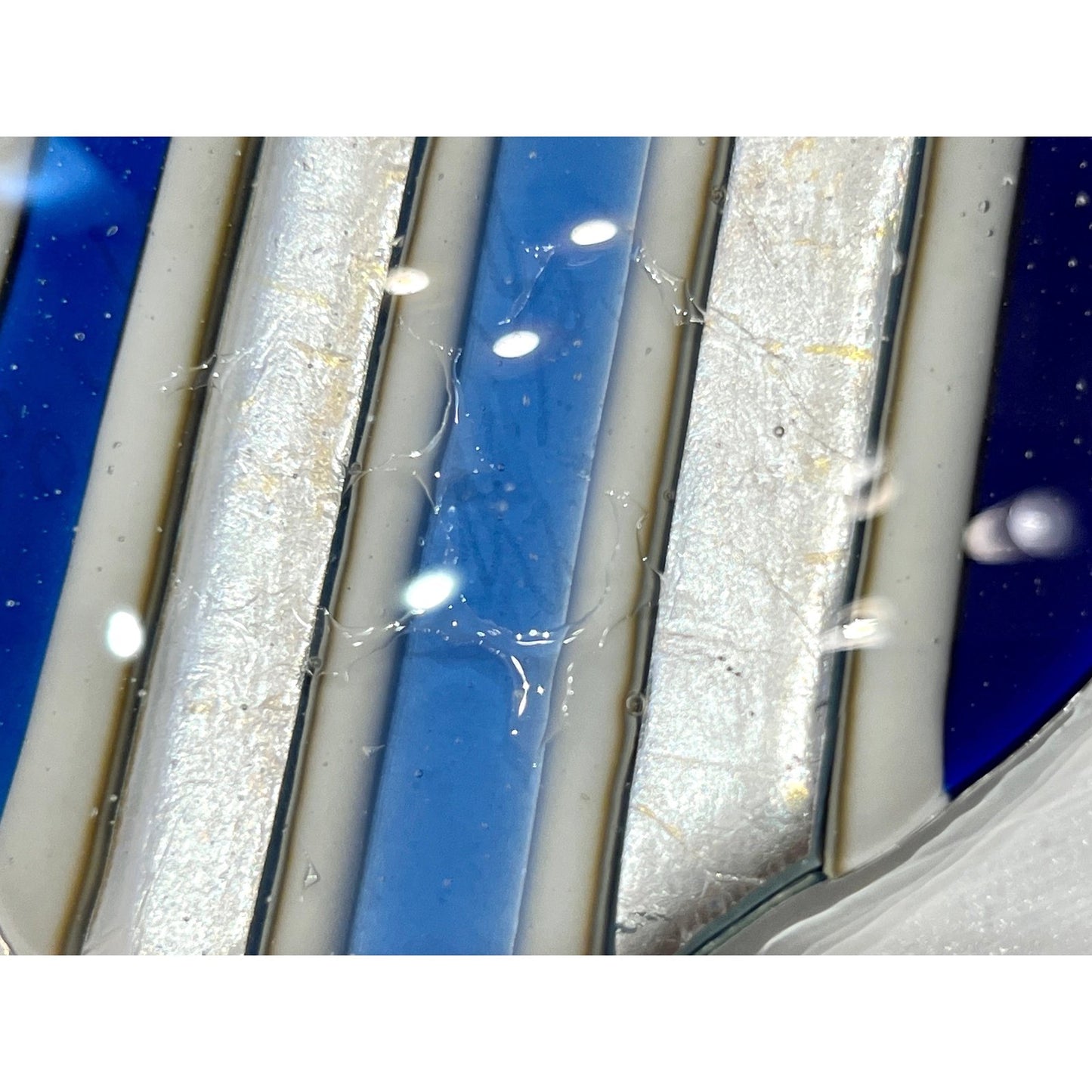 Bespoke Italian Crystal Cobalt Blue Silver Murano Glass Heart Shaped Paperweight