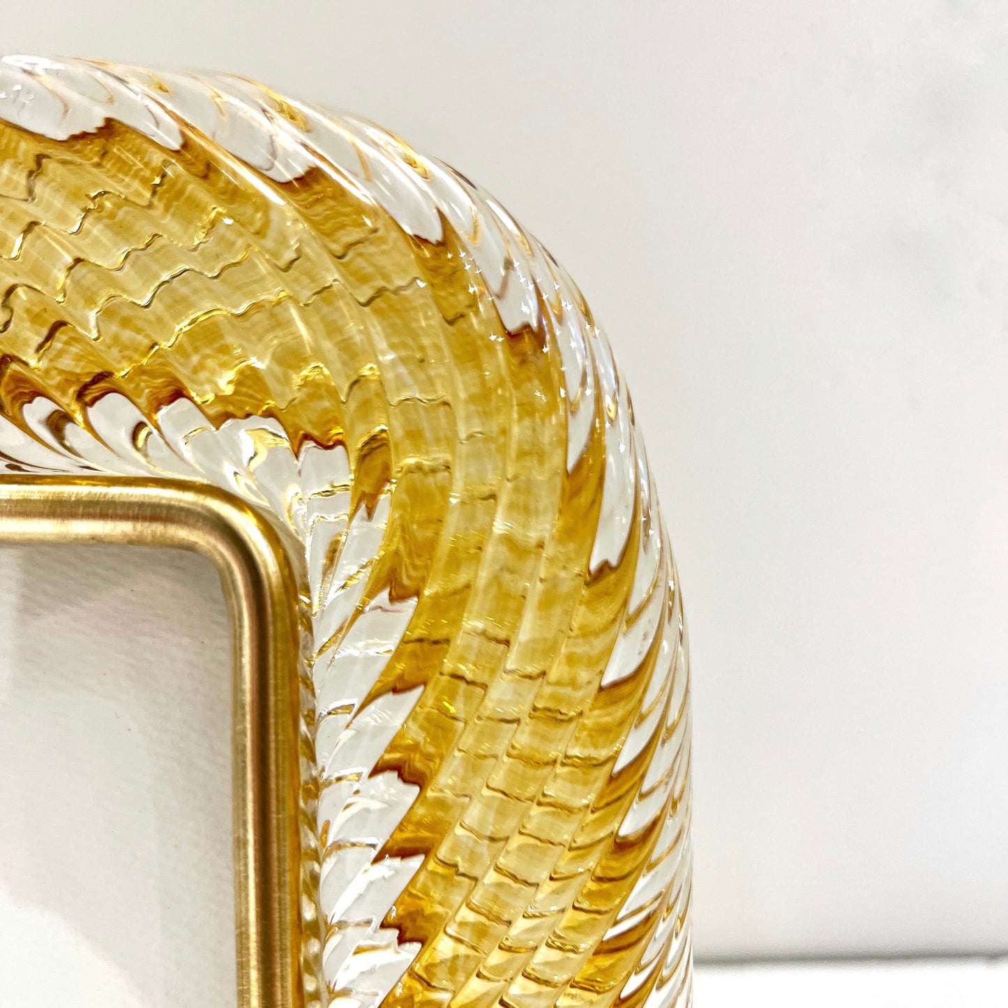 2000 Barovier Toso Italian Gold Crystal Twisted Murano Glass Brass Picture Frame