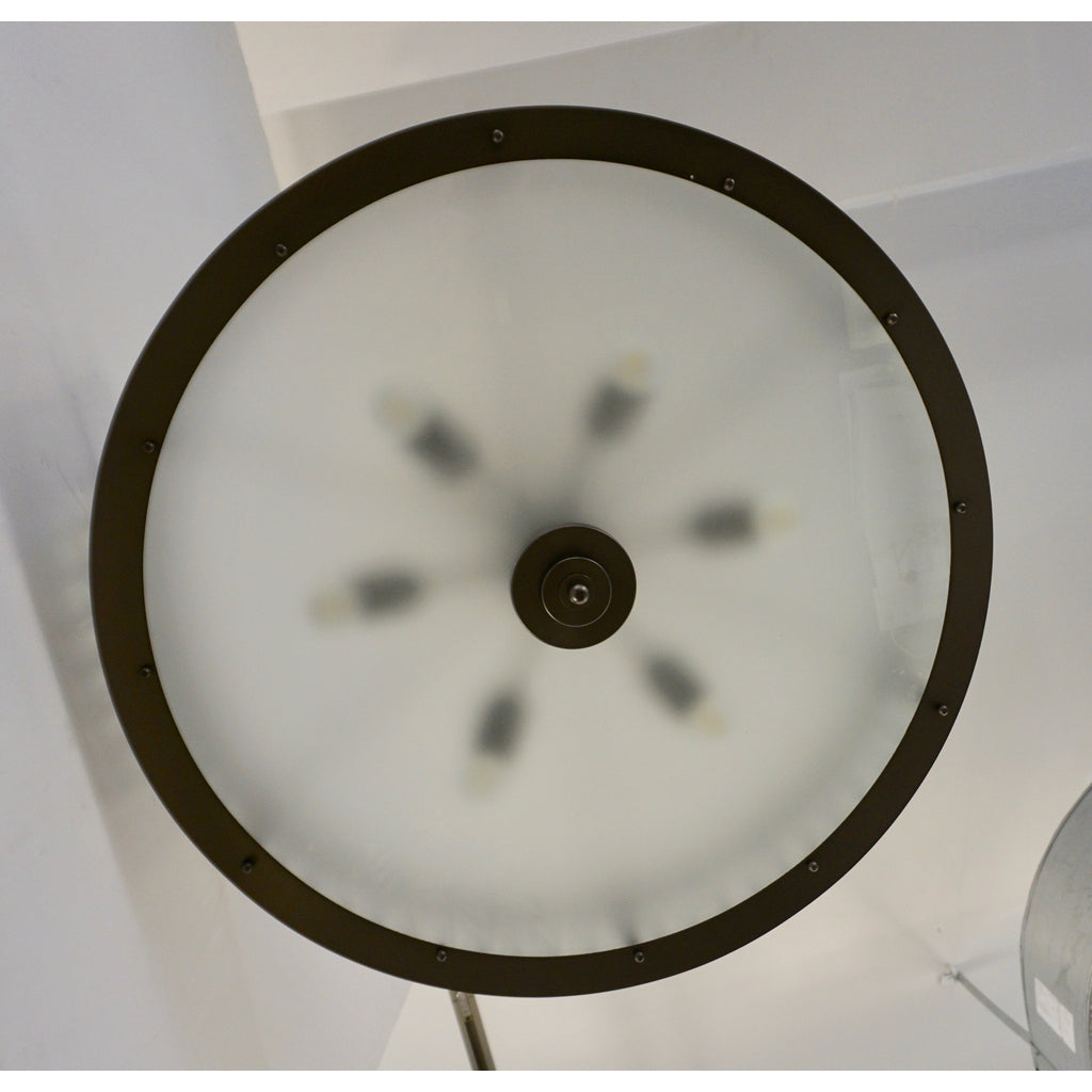Bespoke Italian Pewter Finish Crystal Murano Glass Flush Mount / Drum Chandelier