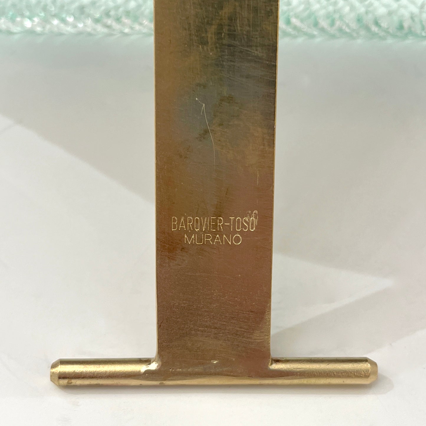 2000s Italian Vintage Aquamarine Blue Twisted Murano Glass & Brass Picture Frame