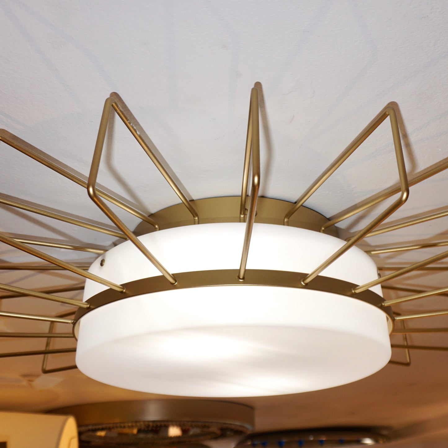 Cosulich Interiors Minimalist Italian Gold Metal Sunburst Pendant / Flushmount