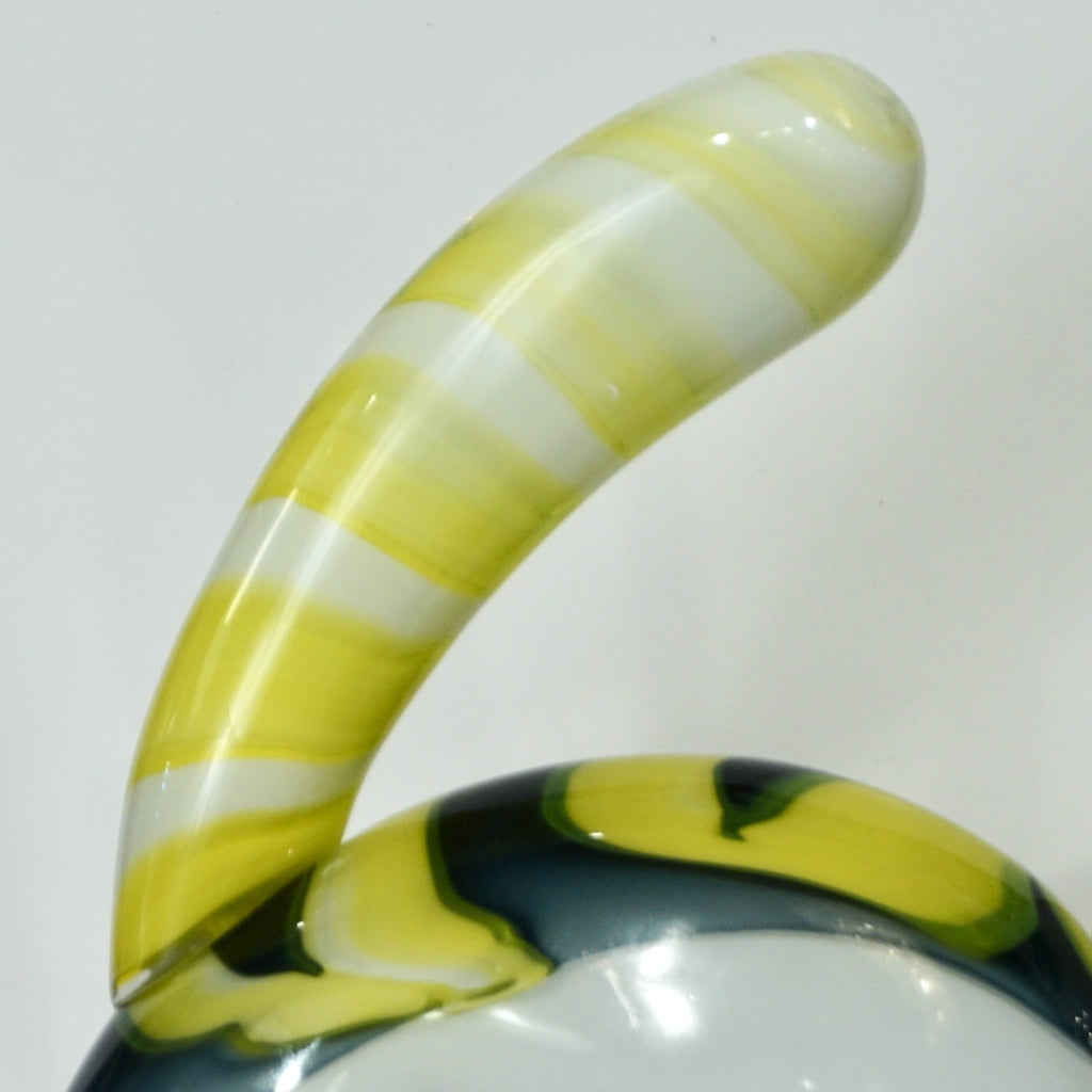 Alfredo Barbini Italian Modernist White Yellow Murano Art Glass Cat Sculpture