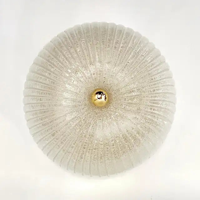 Italian Vistosi Reeded Frosted Crystal Clear Pair of Murano Glass Sconces