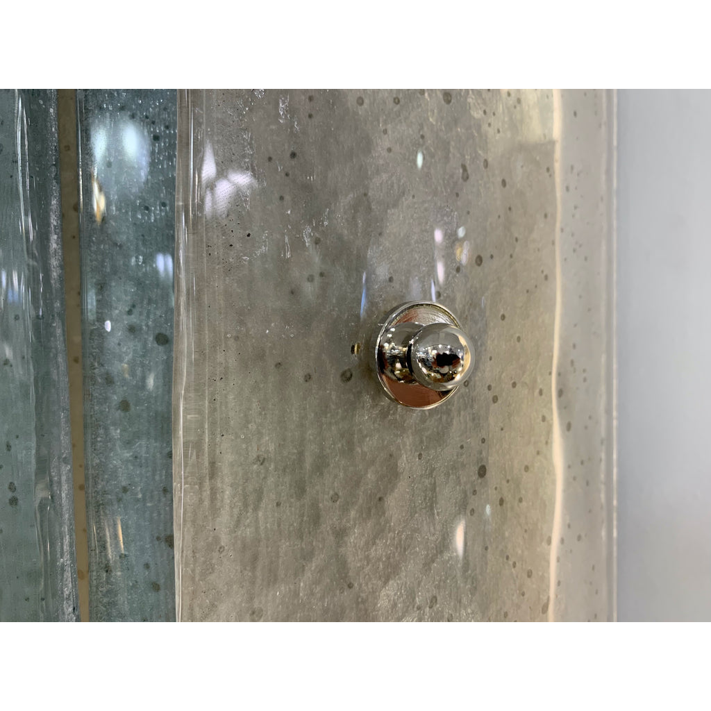 Contemporary Italian White Blue Grey Frosted Murano Glass Nickel Wall Lights