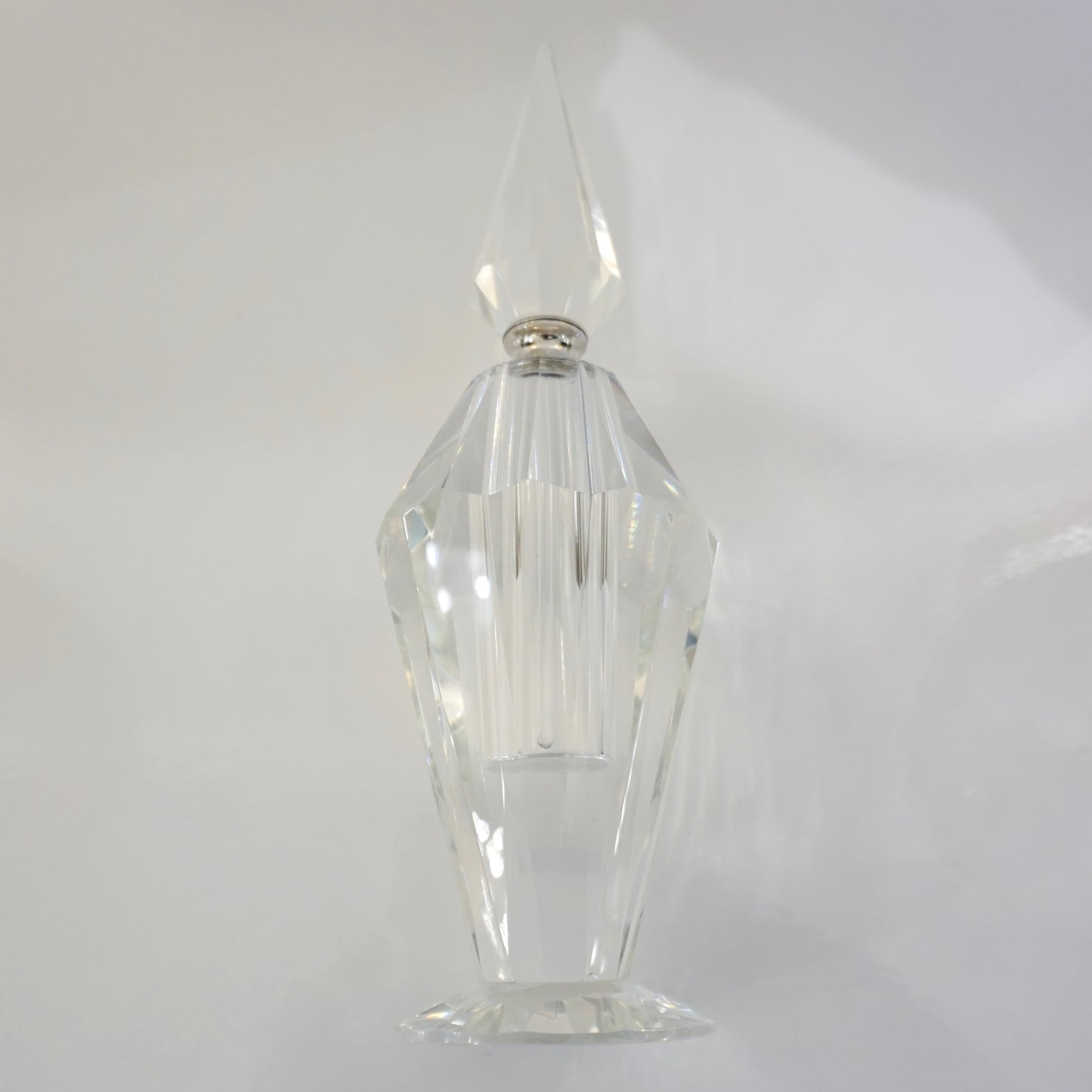 1950s American Vintage Diamond Cut Multi Faceted Tall Crystal Perfume Bottle