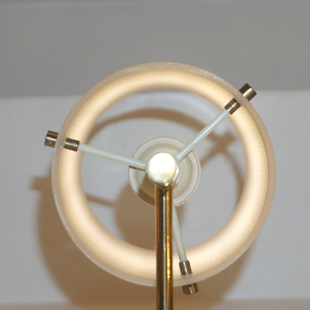 Casey Fantin 1950s Italian Modernist White Striped Frosted Glass Wall Light