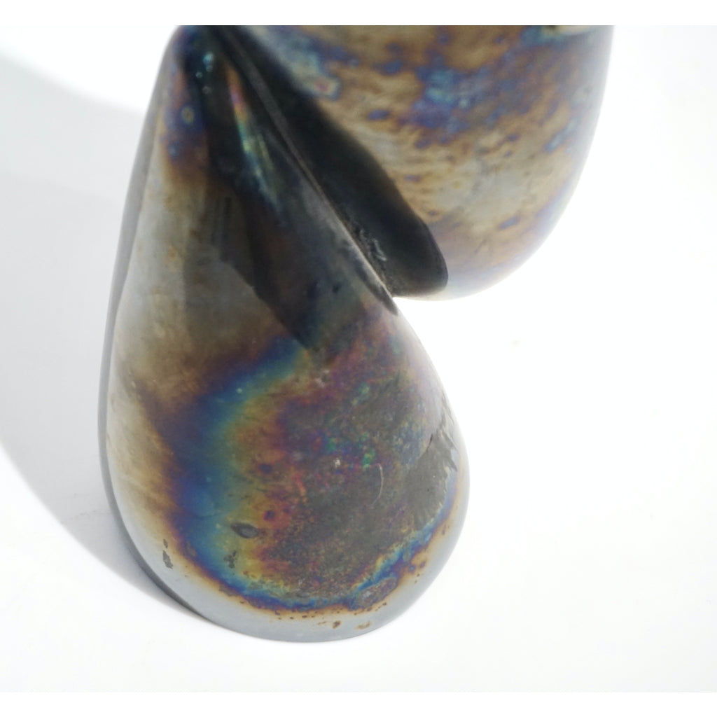 Italian Modernist Black Iridescent Murano Glass Sculpture in the Shape of a Head
