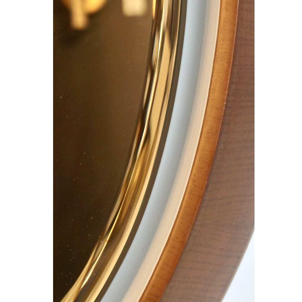 1970s Italian Vintage White Framed Cherry Wood Back Lit Oval Wall Mirror