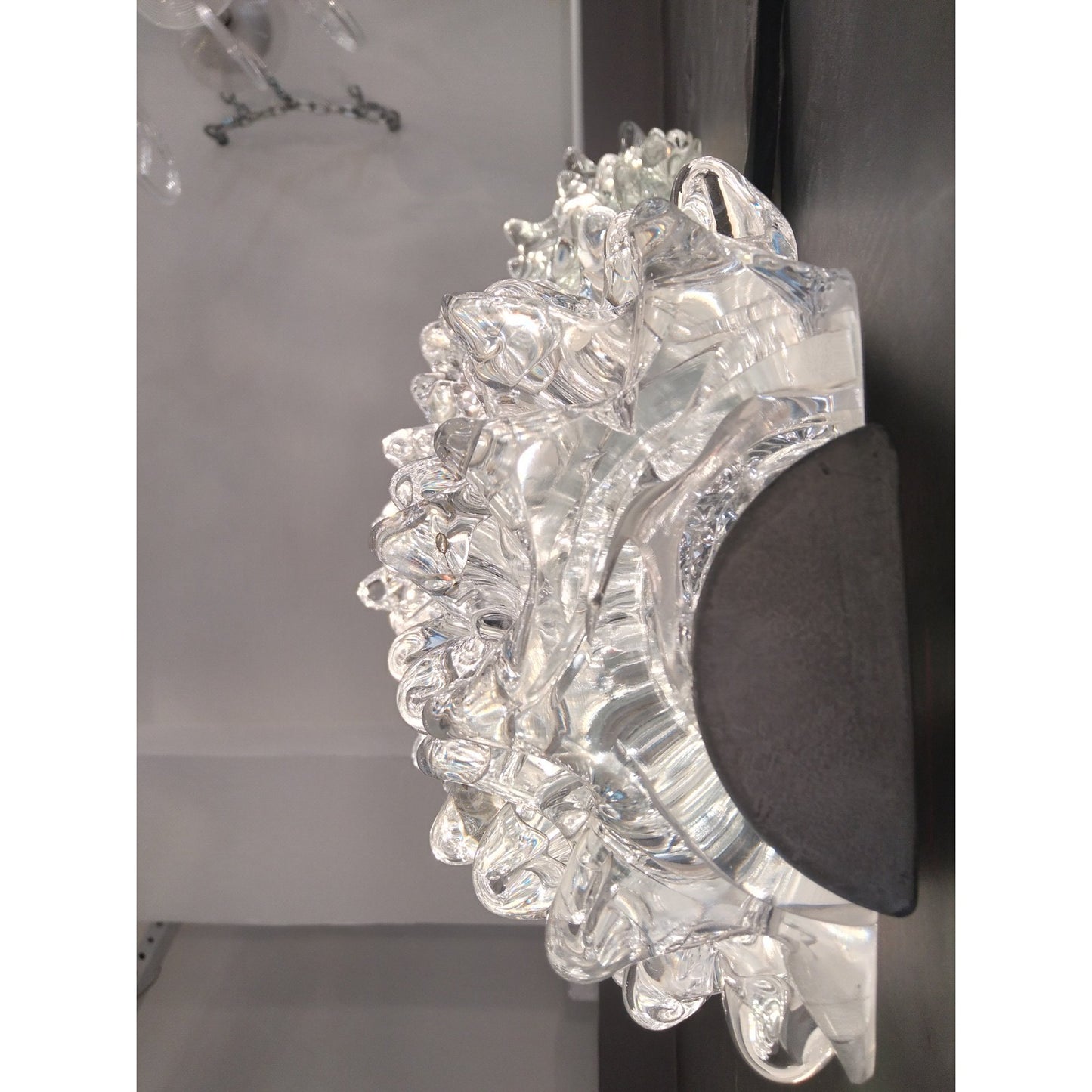 Italian Vintage Barovier Toso Crystal Textured Murano Glass Satin Silver Sconces