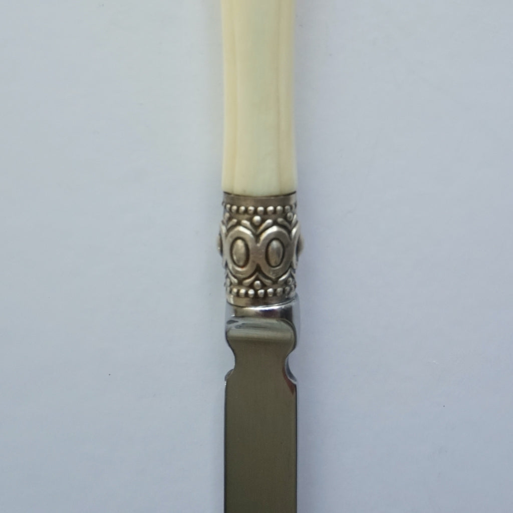 1970s English Magnifying Glass and Letter Opener Desk Set with Bone Handles