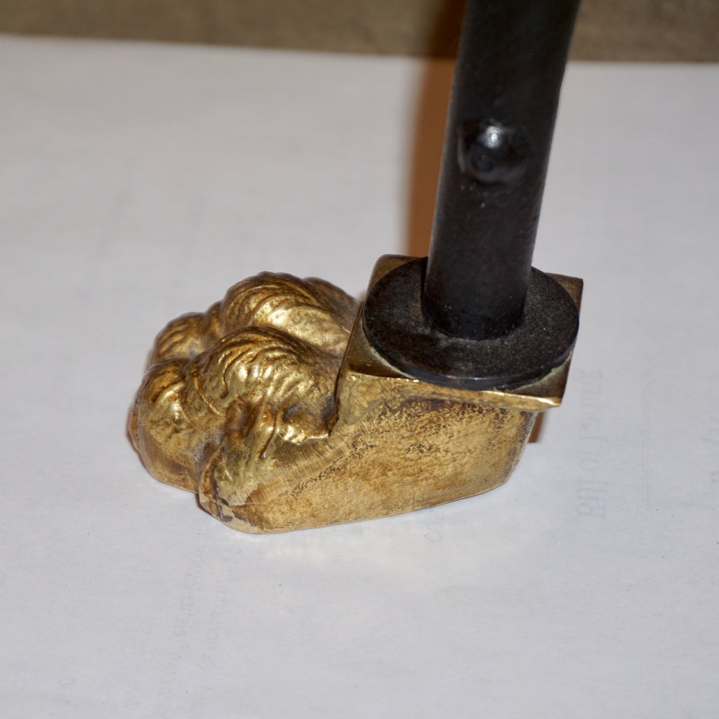 1950s Italian Antique Rustic Gold & Black Iron Green Marble Gueridon Sofa Table