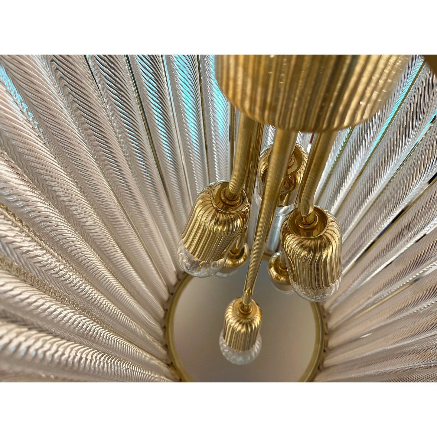 Italian Tall Crystal Twisted Murano Glass Brass Lantern Pendant / Chandelier