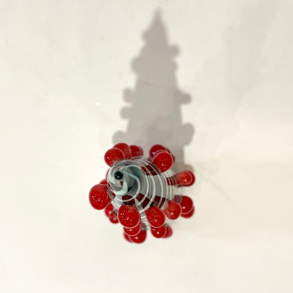 Contemporary Italian White Green Red Murano Glass Christmas Tree Cone Sculpture