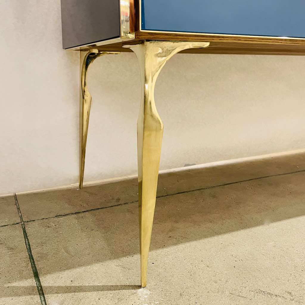 Bespoke Italian Black Purple Blue Gold Geometric Postmodern Cabinet / Sideboard