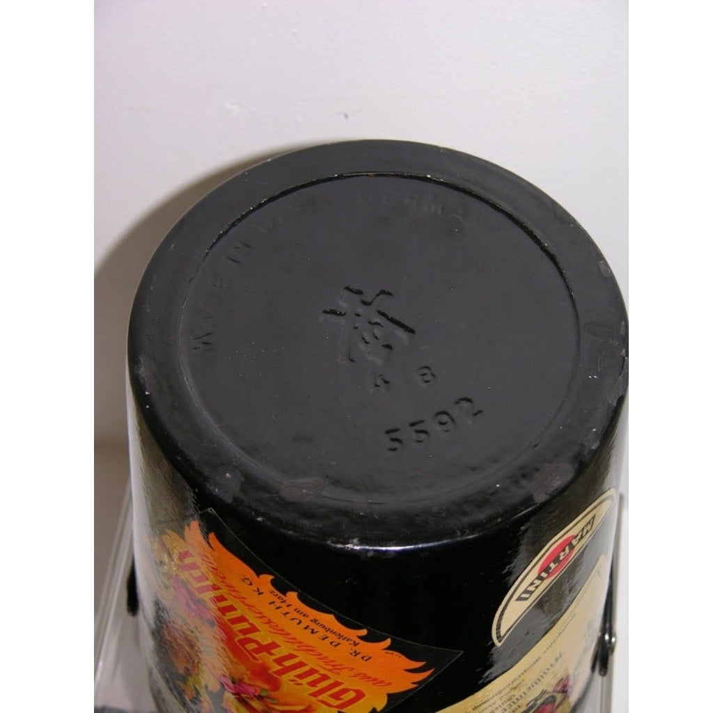 1950s German Black and Red Lacquered Barware Ice Bucket with Wine Labels Decor