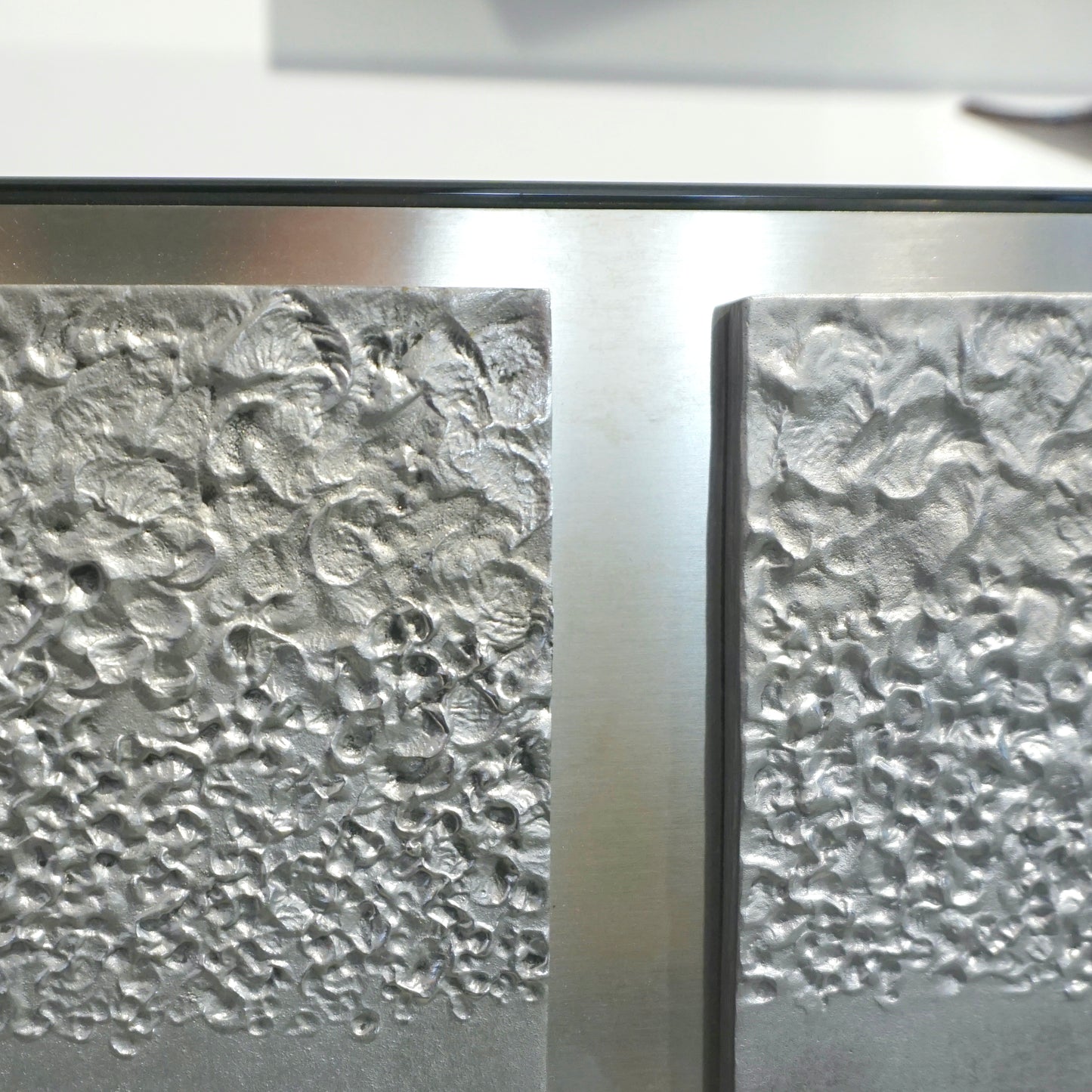Bespoke Italian Contemporary One-of-a-Kind Polished Steel Smoked Mirror Console