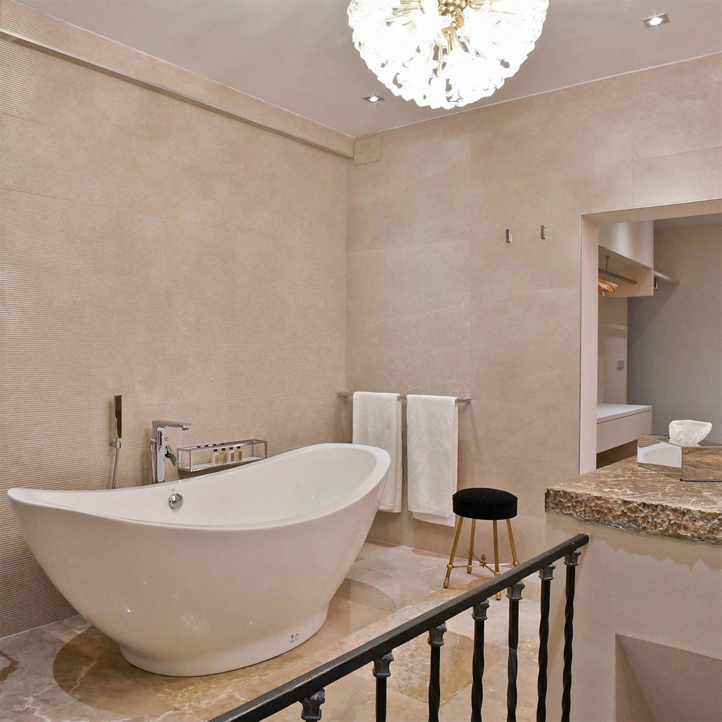 Contemporary Italian White Murano Glass and Brass Sputnik Bud Flower Chandelier