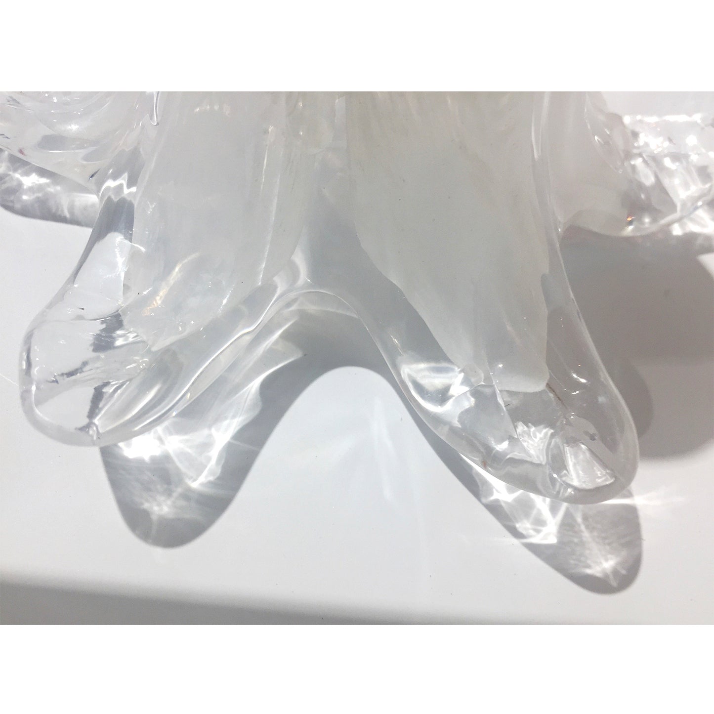 Contemporary Italian White Murano Glass and Brass Sputnik Bud Flower Chandelier