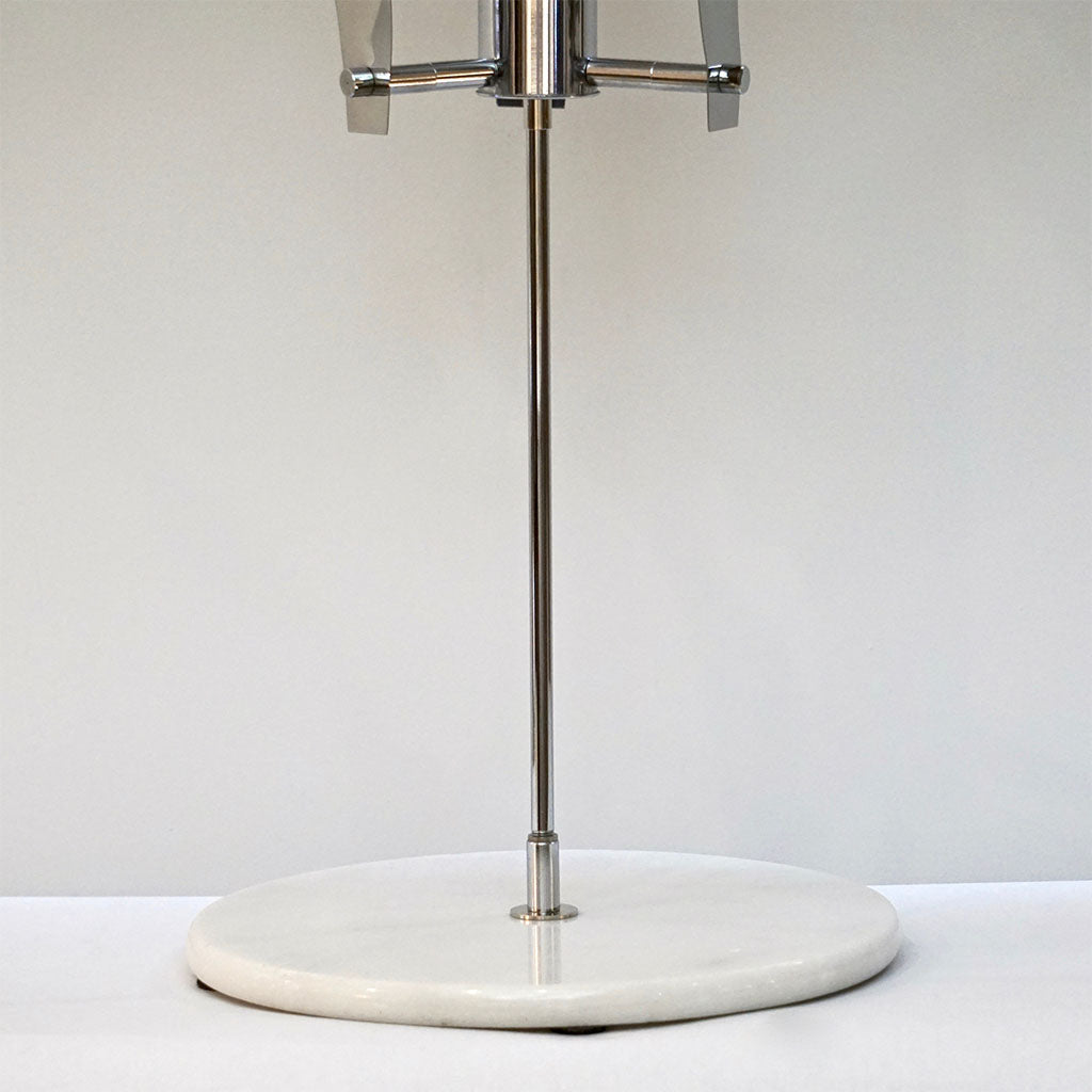 Italian 1960s Tall Vintage Chrome and White Marble Table Lamp
