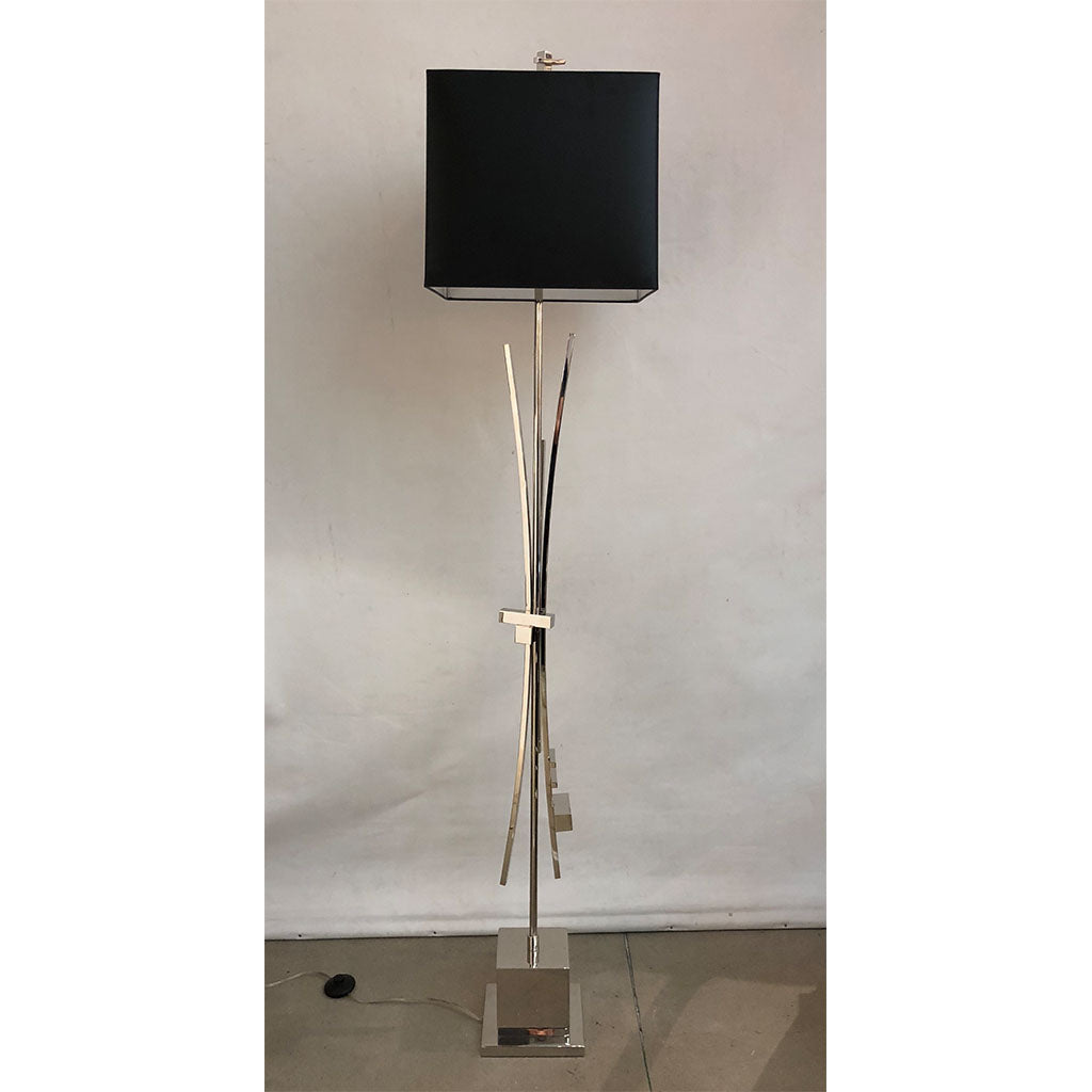 Contemporary Bespoke Italian Abstract Design Meccano Nickel Floor Lamp