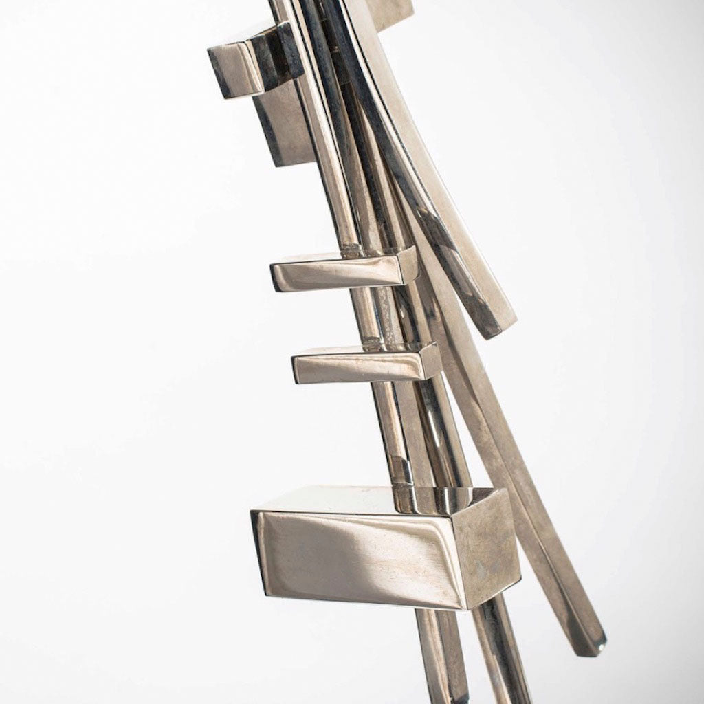 Contemporary Bespoke Italian Abstract Design Meccano Nickel Floor Lamp