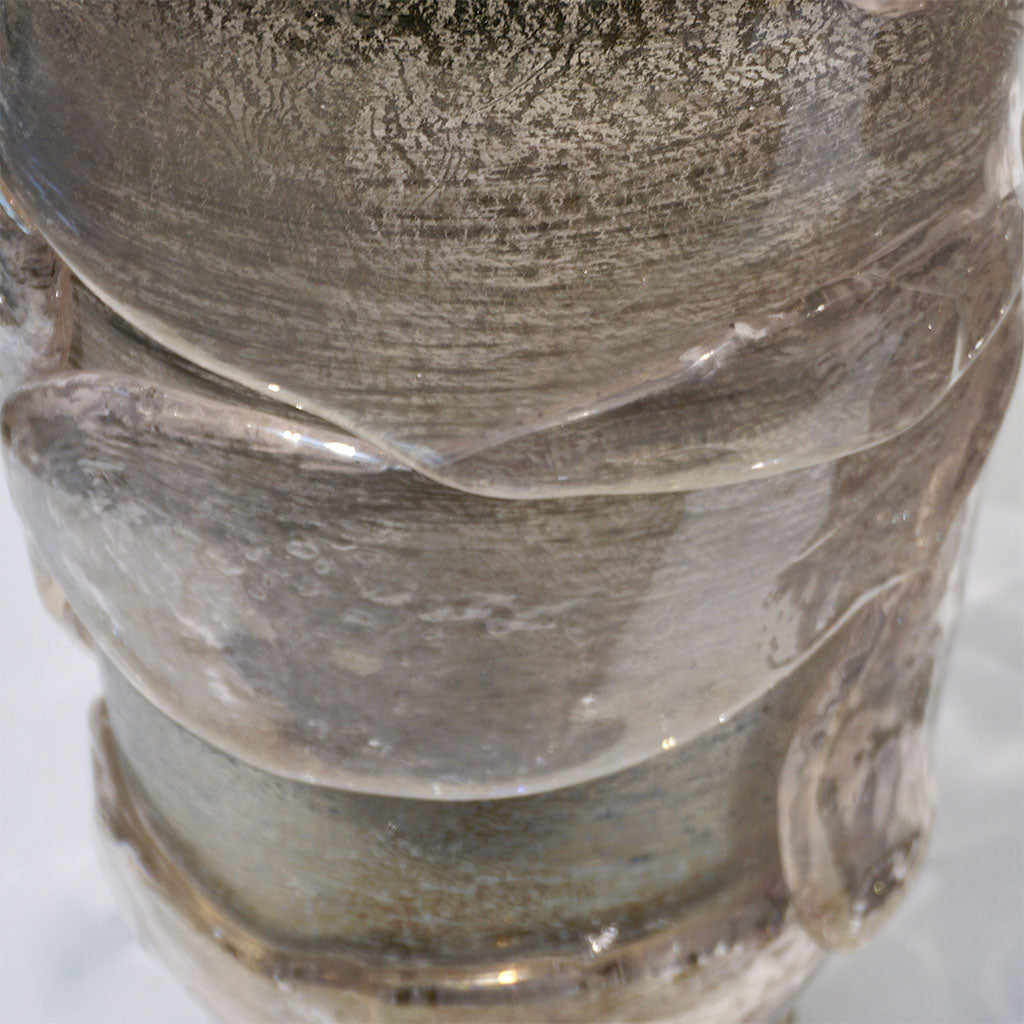 1990s Costantini Italian Pair of Silver Gray Pink Murano Alexandrite Glass Vases