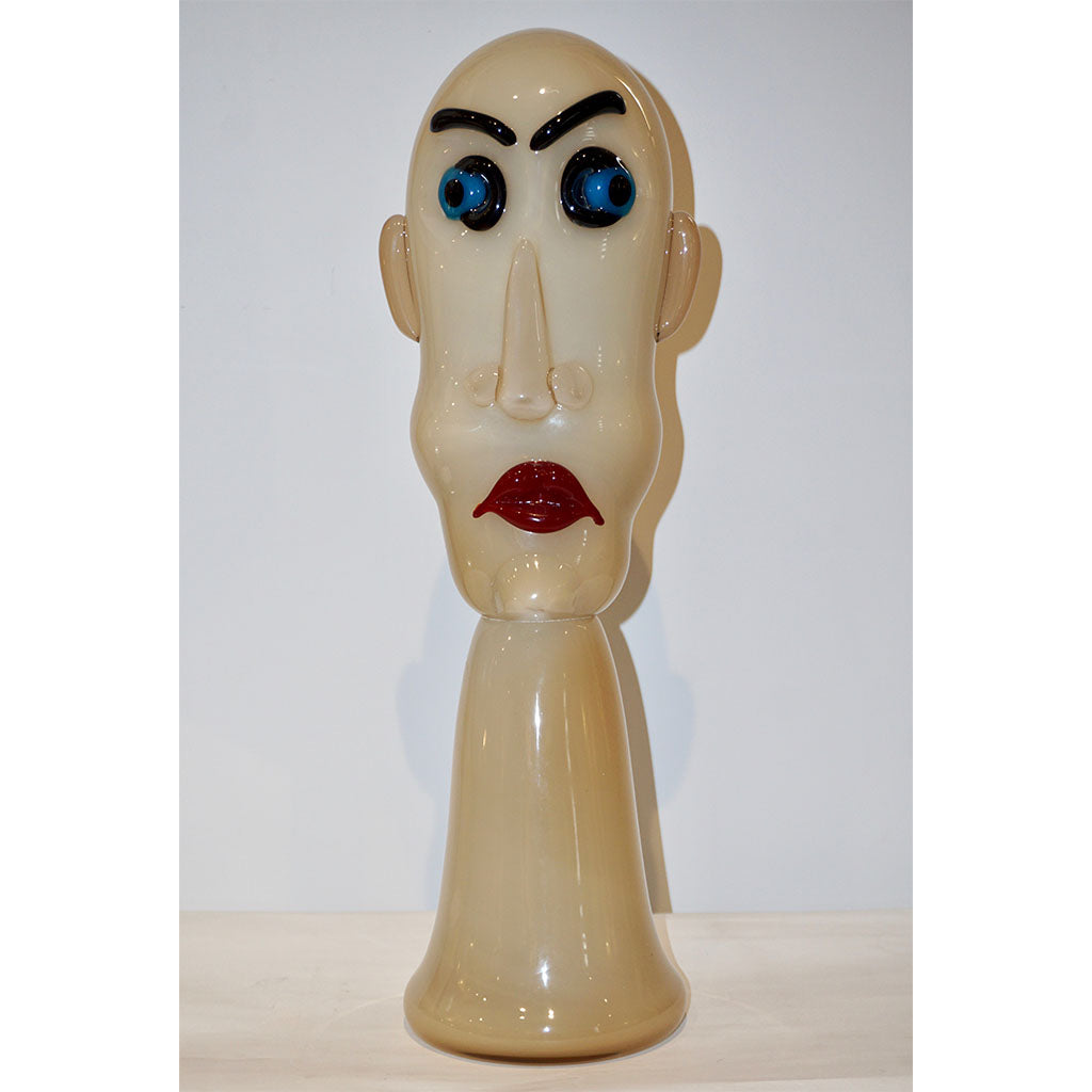 Formia 1980s Modern Italian Comic Ivory Glass Head Sculpture