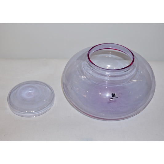 Vintage C. Moretti 1980s Alexandrite Amethyst Murano Crystal Glass Bowl & Cover