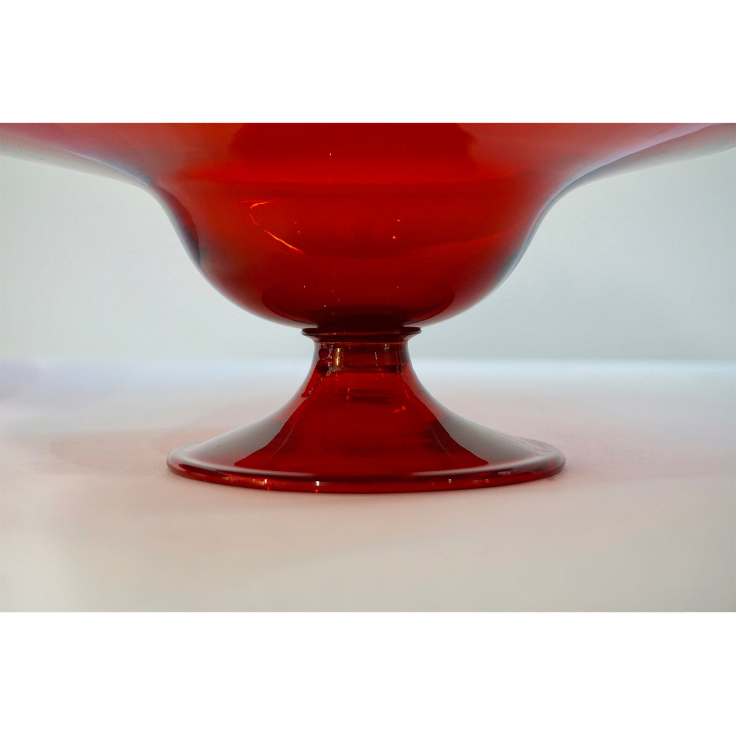 Salviati 1940s Italian Pair of Antique Ruby Red Blown Murano Glass Compote Bowls