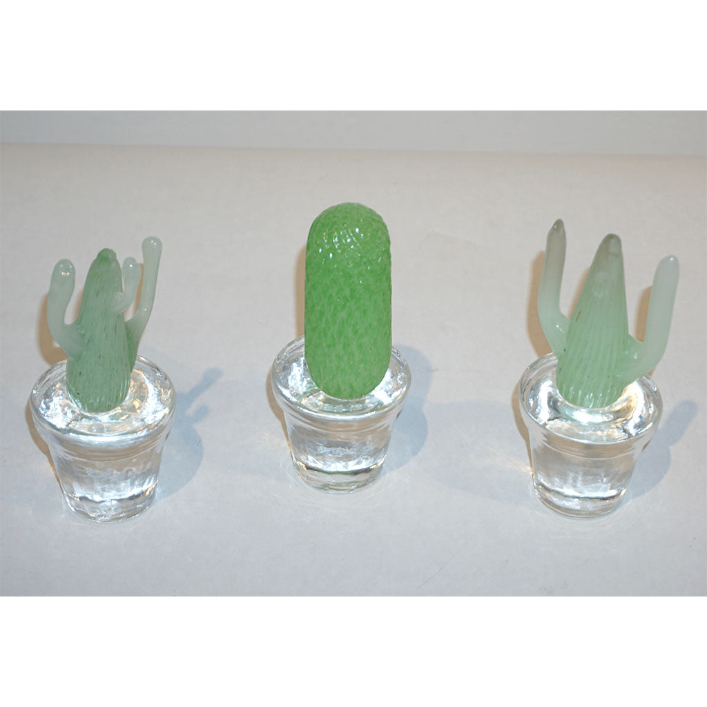 1990s Marta Marzotto Miniature Green Murano Glass Cactus Plants by Formia