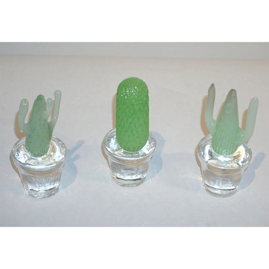 1990s Marta Marzotto Miniature Green Murano Glass Cactus Plants by Formia