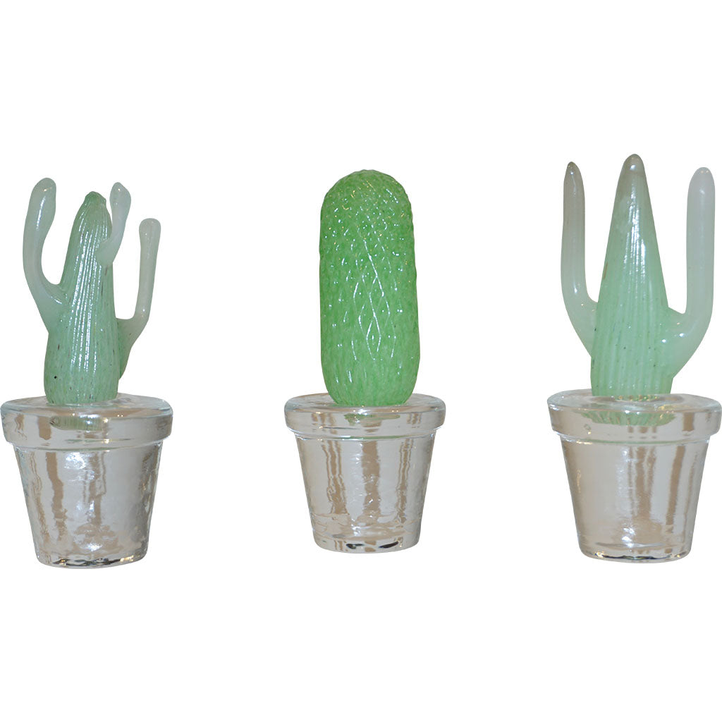 1990s Marta Marzotto Miniature Green Murano Glass Cactus Plants by Formia